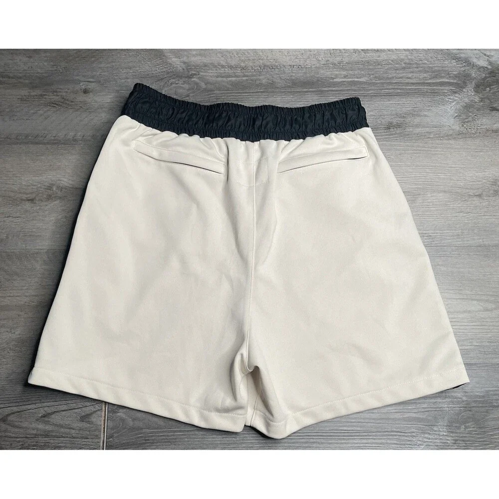 Daniel Patrick Men's Classic Gym Shorts Ivory Black Track Side Stripe Size XL